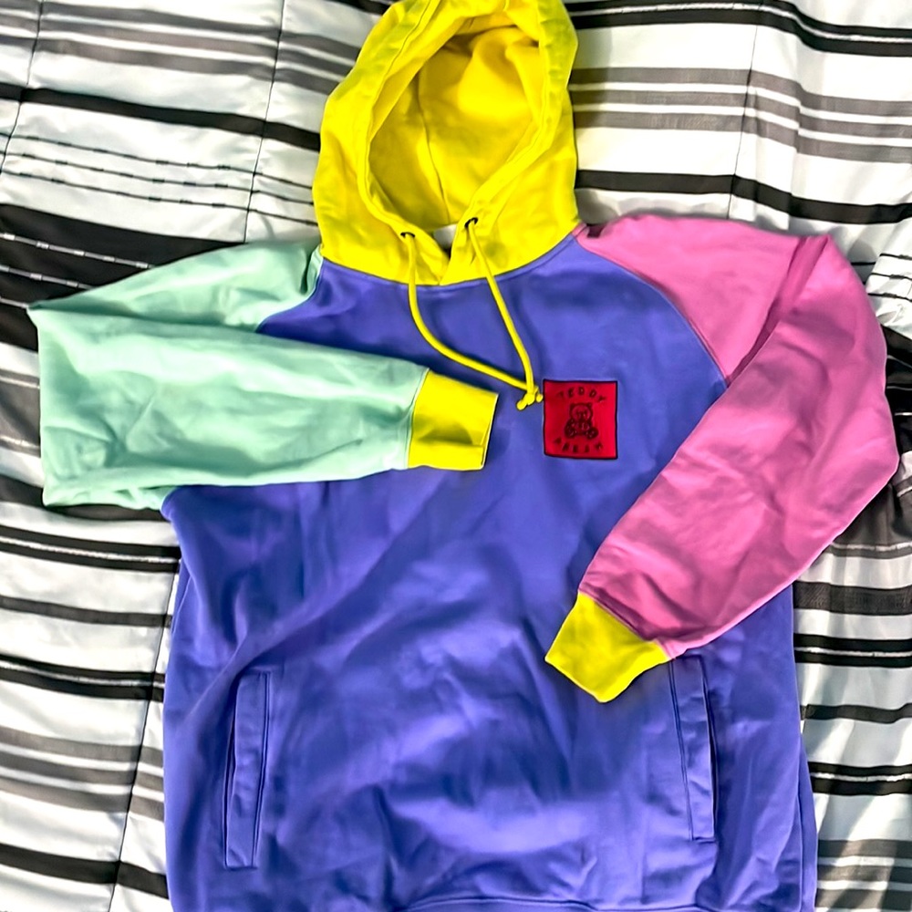 Teddy Fresh Hoodie Sweatshirt Color Multicolor Pullover pristine Large